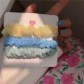 Blue and yellow floral scrunchies set of 3 cute hair ties fashion accessories for women - 3 Pieces/Pack / Blue Yellow Series