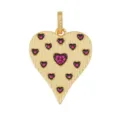 Gold heart pendant with pink zircon stones and black heart accents for DIY jewelry making. - M094814L1-Rose