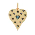 Gold Heart Shaped Pendant with Blue Stone Inlay Vertical Striped Jewelry DIY Charm Accessory - M094814L1-Turquoise