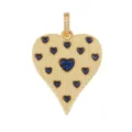 Gold heart pendant with blue zircon stones, stylish DIY jewelry charm accessory piece. - M094814L1-Blue