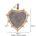 Heart pave zircon pendant DIY jewelry accessory with 3mm hole and 29x30mm size for custom crafts. - M071653-Black