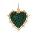 Exquisite heart-shaped pendant charm featuring green and black cubic zirconia with gold frame. - M075193L1-Green