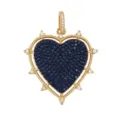 Gold heart pendant with blue pavé zircon and spike details DIY jewelry charm accessory. - M075193L1-Blue