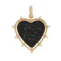 Gold heart pendant variant featuring black pavé cubic zirconia and white stone spikes. - M075193L1-Black