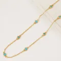Gold DIY station chain with blue round zircon stones, perfect for handmade jewelry crafting. - Gold Turquoise Zirconia