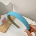 Candy color wide hair hoop for women, comfortable fabric headband, stylish daily hair accessory. - Lake Blue