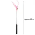 Katzenspielzeug Federangel mit rosa Federn und schwarzem Griff, interaktives Haustierspielzeug. - Ca. 60cm / Rosa