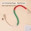 Corde a mouiller interactive pour chat jouet en coton rouge verte et blanche 70cm de long - Corde de Dentition Verte / Emballage OPP Individuel
