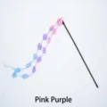 Baguette pour chat interactive avec des pompons colorés et manche noir, super jouet pour animaux. - Échelonné Rose Violet / Emballage OPP Individuel
