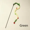 Baguette jouet pour chat verte avec clochette et pompons colorés accessoire interactif chaton - Peluche de Noël Verte / Emballage OPP Individuel