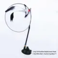 Jouet interactif pour chat avec plume d'hirondelle et ventouse en fil d'acier pour animaux - Ventouse + Tige Noire + Hirondelle / Emballage OPP Individuel