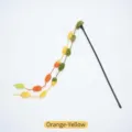 Jouet interactif pour chat baguette avec boules en peluche colorées et manche noir - Échelonné Orange Jaune / Emballage OPP Individuel