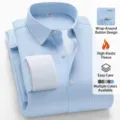 Men's long sleeve business dress shirt in light blue stripe, classic collar, regular fit. - 38 / Tops / Light Blue Striped