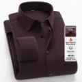 Solid color high elastic fleece-lined long sleeve men's business casual dress shirt. - 38 / Tops / Deep purple