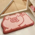 Simpatico tappetino da bagno a forma di maialino, tappeto assorbente in peluche per porta. - Maialino