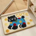 Simpatico tappetino assorbente per bagno gatto cartoon, tappeto antiscivolo per la casa. - Piccolo Gatto Nero Colorato