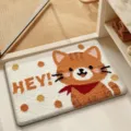 Tappetino bagno gatto arancione carino, tappeto porta spesso assorbente, antiscivolo. - Gatto Arancione Saluto