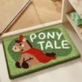 Tappeto bagno verde con pony carino assorbente, tappetino antiscivolo spesso per la casa. - Favola di Pony