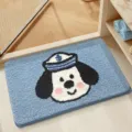 Tappeto da bagno blu antiscivolo in peluche assorbente con grazioso cane cartoon - Cane Carino Marinaio