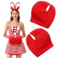 Set de disfraz de langosta roja con diadema guantes y pinzas para fiestas de Halloween. - Guantes de langosta / Rojo