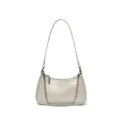 Bolso de hombro vintage de color sólido elegante bolso commuter con cadena para mujer - Gris claro