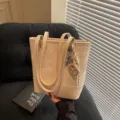 Beige PU Leder Schulter Tote Tasche Große Kapazität Retro Pendler Eimer Tasche Damen - Ohne Anhänger / Khaki