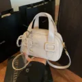 Weisse weiche Leder Handtasche Damen stylische Schulter Umhaengetasche Kissen Tasche - Ohne Anhänger / Gebrochenes Weiß