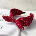 Cerchietto con fiocco a pois rossi da donna, fascia per capelli vintage larga, accessorio retrò. - Rosso a pois