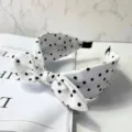 Retro minimalist black and white polka dot bow headband for women versatile hair accessory - White Polka Dot