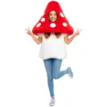 Red mushroom cosplay costume for kids and adults, fun polka dot holiday party outfit. - One Size / Set / Adult