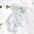 Tiffany Green Dog Sanitary Pants, Ruffled Cute Pet Diaper and Physiological Clothing - S / Tian Green