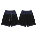 Gradient washed cargo shorts for men and women, high street multi-pocket design with drawstring. - S / Bottoms / Washed Black