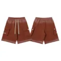 High street gradient cargo shorts for men and women, featuring multi-pockets and cool style. - S / Bottoms / Washed Brick Red