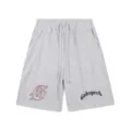 Short de survêtement gris en coton décontracté avec cordon et imprimé gothique streetwear. - 305 Gris Chiné