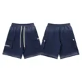 Gradient washed cargo shorts for men and women, streetwear style with multi-pockets. - Washed Navy Blue