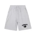 Détail de short casual gris en coton avec taille élastique à cordon et bel imprimé. - 312 Gris Chiné