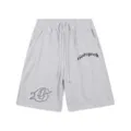 Short gris avec cordon de serrage, texte gothique et détail d'emblème streetwear. - 310 Gris Chiné
