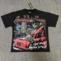 T-shirt noir à manches courtes avec graphique de crâne, style streetwear, en coton. - S / G867