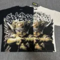 T-shirt graphique Godspeed strass ange impression streetwear manches courtes noir et blanc - 869 Noir