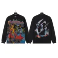 Vintage washed long sleeve t-shirt with graphic print for men and women streetwear fashion - G61105 Washed Black