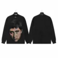 Vintage washed long sleeve t-shirt with portrait print and rhinestone back letters. - G61110 Washed Black