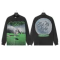 Vintage washed long sleeve t-shirt with skeleton golf graphic print for men and women street wear - G62101 Washed Black