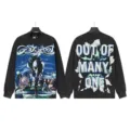 Vintage washed long sleeve t-shirt with graphic print, casual streetwear style for men and women. - G62105 Washed Black