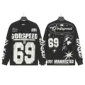 Vintage washed long sleeve t-shirt with graphic print streetwear style for men and women - G638 Washed Black