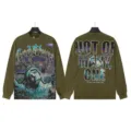 Vintage washed long sleeve t-shirt with cool Statue of Liberty graphic print streetwear top. - G61102 Washed Green