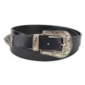 Vue détaillée de ceinture femme en cuir PU rétro avec boucle et embout en métal floral doré. - Style P100 / 2,5 cm de Large / Fermoir Doré