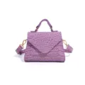 Beau sac a main violet motif crocodile elegante sacoche bandouliere poignee luxe - Violet