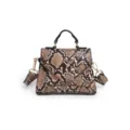 Sac a main bandouliere pour femme motif serpent, petit sac carre retro tendance variante. - Peau de Serpent Café