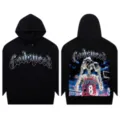 Black oversized hoodie for men and women featuring graphic skeleton basketball print. - S / Tops / G621 Black