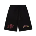 Shorts Décontractés Noirs Homme Streetwear Godspeed Imprimé Flamme Cordon Pantalon Sport - 306 Noir